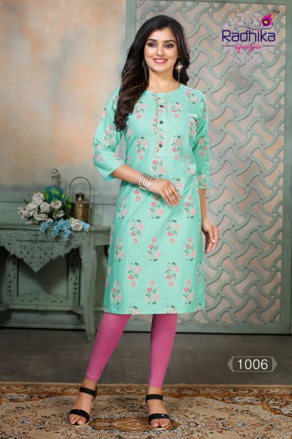 Radhika Traditional 1 Fancy Cotton Printed Casual Wear Kurti 